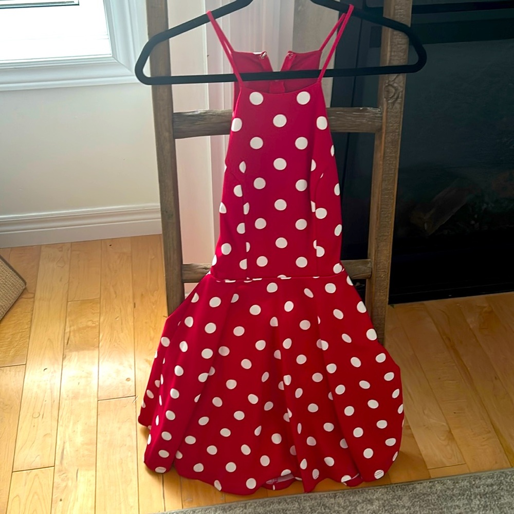 Polka dot pink dress. Worn once size 1 junior